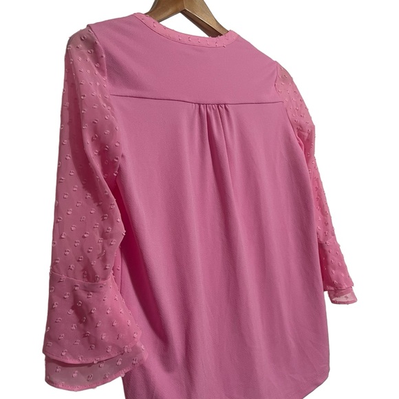 Charter Club Petite Double-Ruffle Textured Pintuck Top Pink - Picture 7 of 10